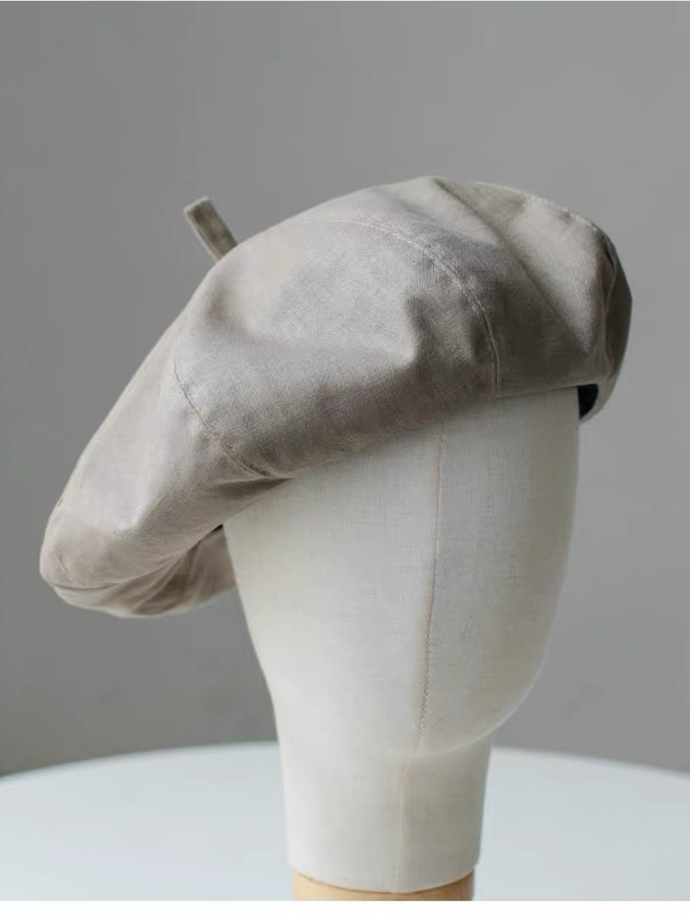 Khaki Linen Beret Hat – French Chic, Cotton Lined Cap